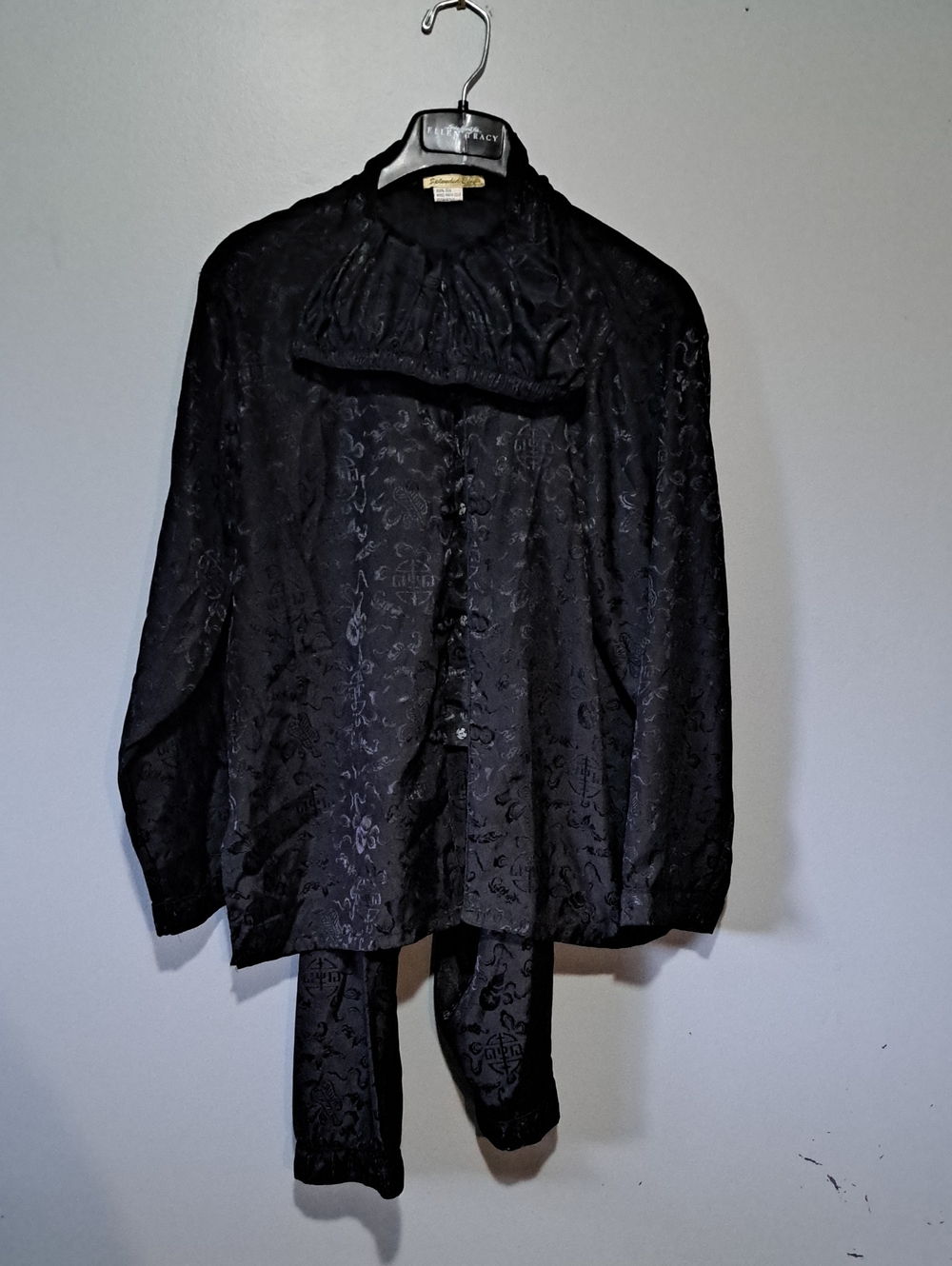 Splendid Black Jacquard Pajama Set 100% Silk